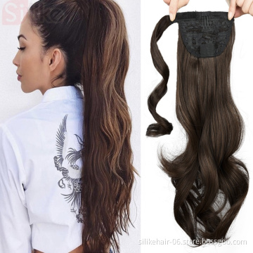 Natural Wave Pony Tail silike Hair 20" Long Wavy Wrap Around synthetic hair extension clip in Heat Resistant Synthetic